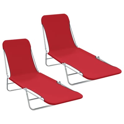 vidaXL - Ligbedden - 2 - st - inklapbaar - staal - en - stof - rood