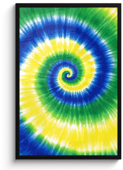 Poster in lijst - Fotolijst 60x90 cm - Posters - Spiraal - Groen - Draaiend - Posterlijst zwart - Decoratie - Wanddecoratie woonkamer - Muurdecoratie slaapkamer