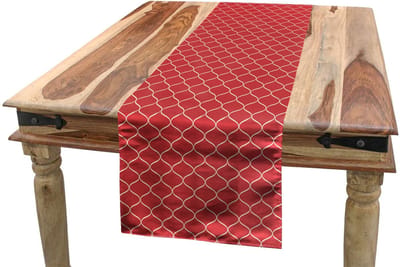 ABAKUHAUS Tafelloper – Modern, golvende lijnen – 40x225 cm – Donker Koraal