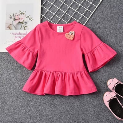 Zomer Meisjes T-shirt met Korte Mouwen, Zomerkleding voor Dames, Kindertop 100 red
