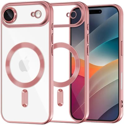 Hoesje geschikt voor Apple iPhone Air - Techsuit Luxury Crystal Back Cover - Geschikt voor MagSafe - Transparant/Roze
