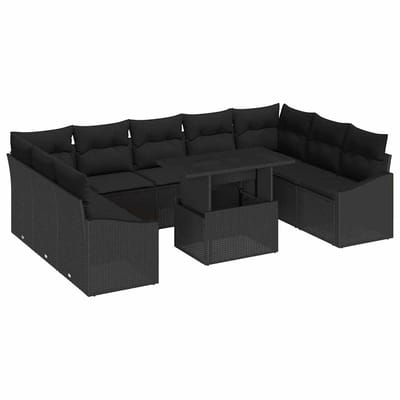 vidaXL - Bankstel - 10 - st - Zwart - poly - rattan