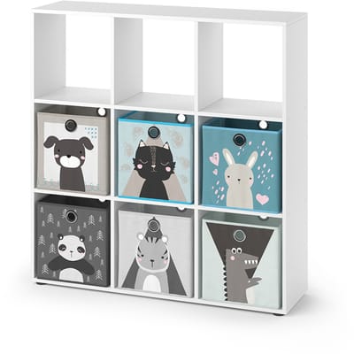 Vicco Nove Kinderboekenkast – 104 x 108 cm met 6 vouwdozen Wit