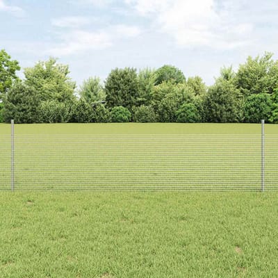 vidaXL - gelast - draadhek - met - palen - 10 - x - 0,5 - m - Gegalvaniseerd - staal - Mesh