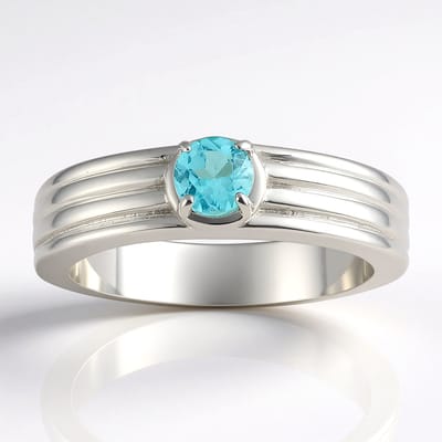 Cavill - Zilveren Ring met Blauwe Apatiet 0 204 ct - 925 Sterling Zilver Palladiumlaag - Ronde 4 mm Edelsteen - Dames Sieraad - Stijlvol & Elegant