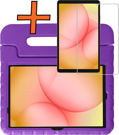 Hoesje - Geschikt voor Samsung Galaxy Tab A11 Plus - Met Screenprotector - Kinderhoes Shockproof Bumper - Kidsproof Case - Tablet Hoes - Kinder Hoes Cover - Paars