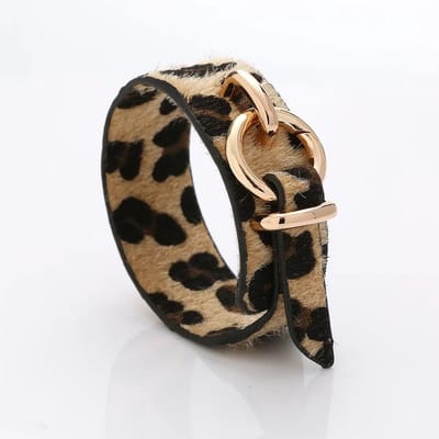 Sorprese armband - Luipaard - armband dames - leer - verstelbaar - Model S - Cadeau