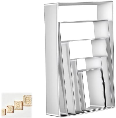 Dailygoods- Koekjessnijder 5 Stuks - Rechthoekige Uitsteekvormen - Roestvrij Staal - Bakvormen - Fondant - Eenvoudig Schoon Te Maken - Uitsteekvorm