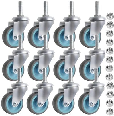 Zwenkwielen 50 mm - 12 Stuks Meubelwielen met 360 Graden Rotatie