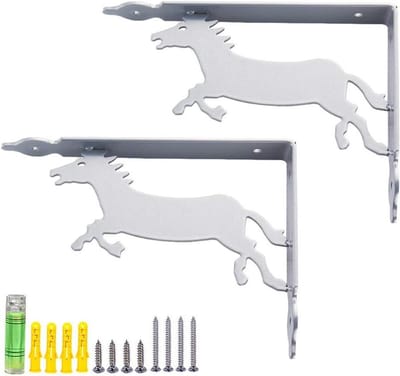 Wanddragers - Plankhouders - Opbergen - Paardenvormig design - 14 cm - Grijs