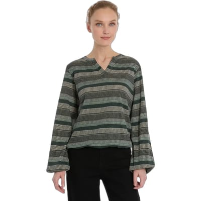 Ragwear - Blouse Santica groen streep LM dames v-hals - maat L