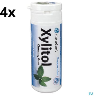 Miradent Xylitol Kauwgom | Pepermunt | 4 x 30 stuks | Voordeelverpakking
