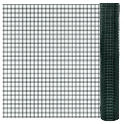 vidaXL Kippengaas 25x1 m gegalvaniseerd staal met PVC-coating groen