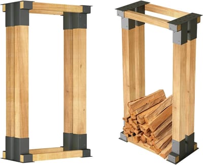 Brandhoutrek Outdoor - Houtstapelhulp Stapelrek - Opslag Buiten - Thermisch Verzinkt Staal - 150cm Hoog - Zwart