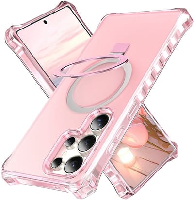 Coverup Hoesje - Geschikt voor Samsung Galaxy S26 Ultra Hoesje - Coverup ShockProof TPU Back Cover met MagSafe Compatible Ring Kickstand - Roze