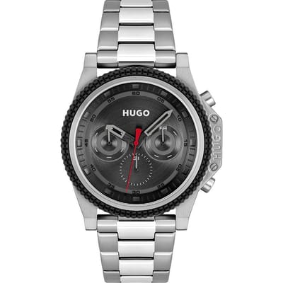 HUGO HU1530347 #BRAVE Heren Horloge - Mineraalglas - Staal - Zilverkleurig - 46 mm breed - Quartz - Vouw/Vlindersluiting - 5 ATM (douchen)