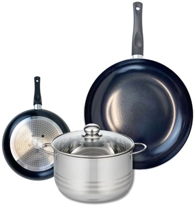 Set van 2 Koekenpannen 20 en 32 cm en 1 braadpan 20 cm Elo Prima Brillant