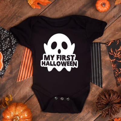 My first Halloween - Rompertje - Baby Romper zwart - Larkwood - Maat 0-3 maanden