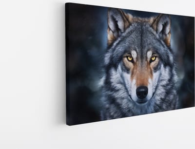 Saammp Canvas Schilderij - Wolf - Dieren - Natuur - 30x20 - Foto op canvas - Wanddecoratie - muurdecoratie Woonkamer - Slaapkamer decoratie - Canvas Print