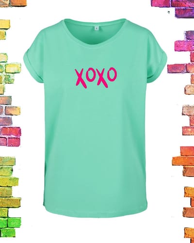 Mintgroen shirt met print XOXO | Mintgroen / M (38)