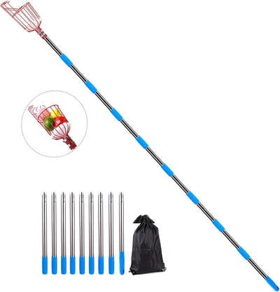 Appelplukker Telescoopsteel - Fruitplukker Oogsthulp - Fruit Plukken - Met Schuimstofkussen - 16 m - 36 m - Zilver