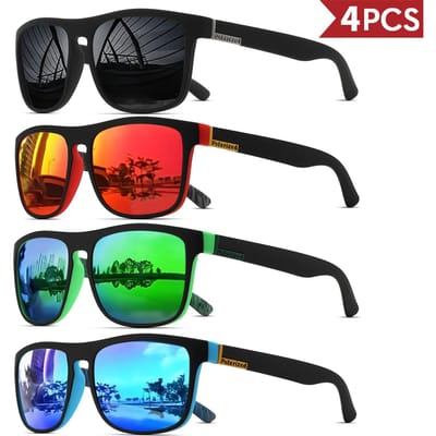 1-4 STKS Mannen Klassieke Vierkante Gepolariseerde Sportzonnebril Lichtgewicht PC Frame UV400 voor Rijden Vissen Fietsen Unisex Duurzaamheid