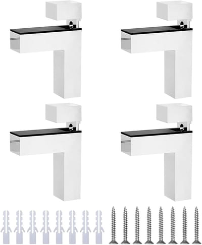 Glasbeugels voor Balustrades - 4 Stuks, Geschikt voor 3-25 mm Dikke Glazen, Handrail Klemmen in Zilver voor Trap en Balkon