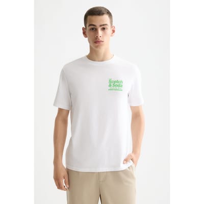 Scotch & Soda Regular Fit Front + Back Aw T-shirt Bright White Taglia: S | T-shirt stampate Outlet | Uomo | Bianco