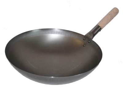 Wokpan 32 cm met ronde bodem voor gas en inductie