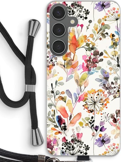 Case Company® - Hoesje met koord geschikt voor Samsung Galaxy S24 Plus hoesje met Koord - Wilde grassen - Telefoonhoesje met Zwart Koord - Bescherming aan alle Kanten en Over de Schermrand