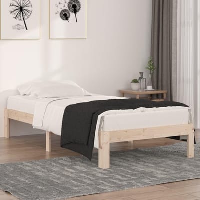 Houten Bedframe - Bedstee Hout - Slaapkamer Inrichting - Massief Grenenhout Constructie - 90x190cm Eenpersoons - Natuurlijk