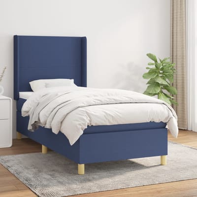 vidaXL - Boxspring - met - matras - stof - blauw - 80x200 - cm