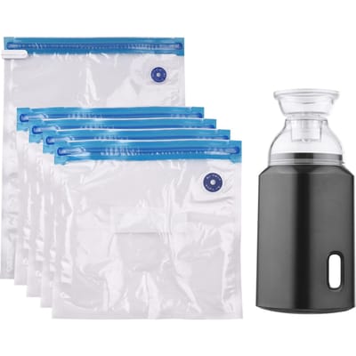 Pompe Électrique avec Sacs de Rangement Sous Vide avec Câble USB 5 Sacs de Rangement Rechargeable Portable pour Voyage Usage Domestique Économiser noir