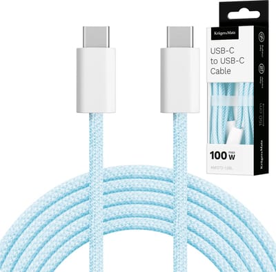 Krüger&Matz KM 1272 - USB-C Kabel - 100W - 1,5m - Blauw