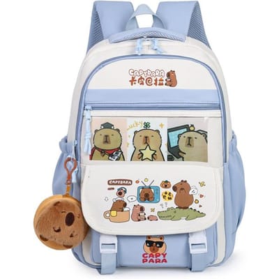 Sac d'école Capybara mignon pour collégiens avec écoliers avec sac à dos de grande capacité pour étudiants avec sac à dos single bag
