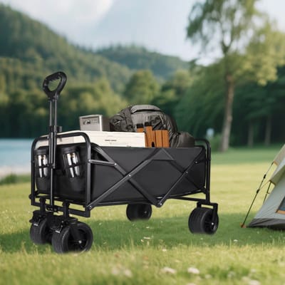 Opvouwbare Bolderkar / strandwagen – 300KG Draagkracht – 150L Inhoud – All-Terrain Wielen – Verstelbare Handgreep – Camping, Strand & Boodschappen