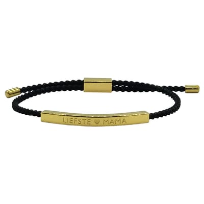 Minimalistisch armbandje met tekst -LIEFSTE  MAMA - Cadeau voor moeder / moederdag - Kleur Goud & Zwart