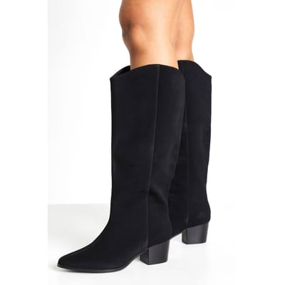 boohoo Dames Cowboylaarzen met ruime pasvorm en een frisse Western-look voor overdag | Black | Maat: 3