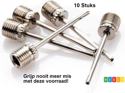 *** 5 Stuks Premium Ballenpomp - Naalden - 8mm Schroefdraad - Ventielnaald - Balnaalden pomp - Voetbal - van Heble® ***