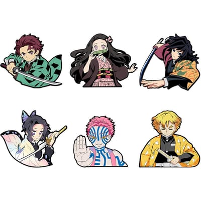 Mooie 6 Stuks/Partij Anime Demon Slayer Cosplay Spelden Revers Speldjes Kamado Tanjiro Nezuko Karakter Rugzak Accessoires Cartoon Thema black