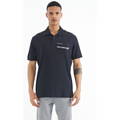 Heren Katoenen Polo T-Shirt Met Tekstprint