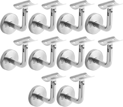 10 stuks roestvrijstalen leuningdragers, Ø 50, leuningsteun, roestvrij staal, wandleuninghouder voor wandbevestigingen/ondersteuning, zilver