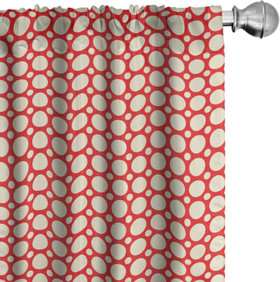 ABAKUHAUS Retro Voorhangen – 2x75x175 cm – microvezel, rood/creme