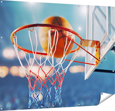 Gards Tuinposter Basketbal in Ring - Hoepel - Bord - 150x120 cm - Tuindoek - Tuindecoratie - Wanddecoratie buiten - Tuinschilderij