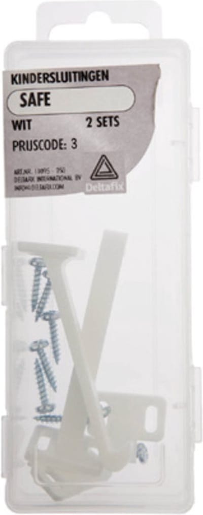 Deltafix kindersluiting witsafe - 2 sets - voor kastdeurtjes en lades