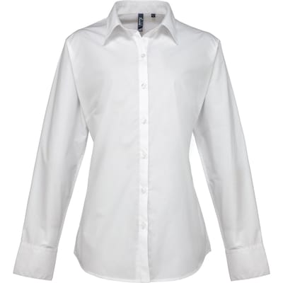 Premier Dames/dames Supreme Heavy Poplin Werkhemd met lange mouwen (Wit)
