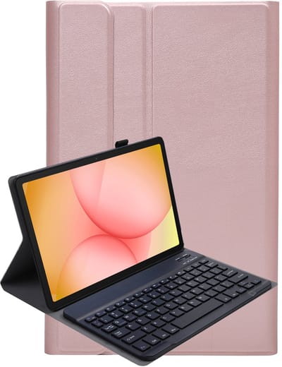 Hoesje - Geschikt voor Samsung Galaxy Tab A11 Plus - Keyboard Book Cover - Toetsenbord Case - Hoes - Rosé goud