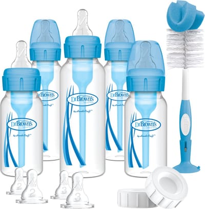 Dr. Brown's Options+ Anti-Colic Giftset - Smalle halsfles - Blauw