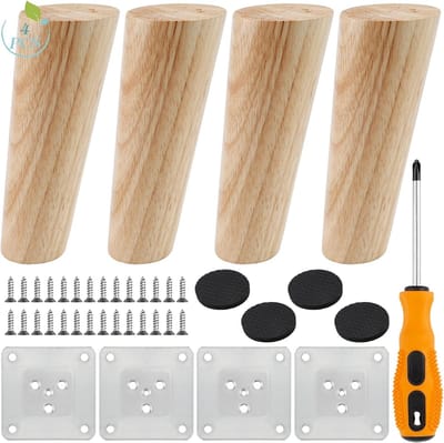 JGS ® Robuuste Houten Meubelpoten Set met Montageaccessoires voor Diverse Meubelstukken