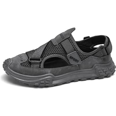 Zomer Nieuwe Herensandalen Mesh Ademend Strand Schoenen Buiten Antislip Zachtzool Wandelschoenen Waterdicht Rivier-trapping Schoenen 44 black